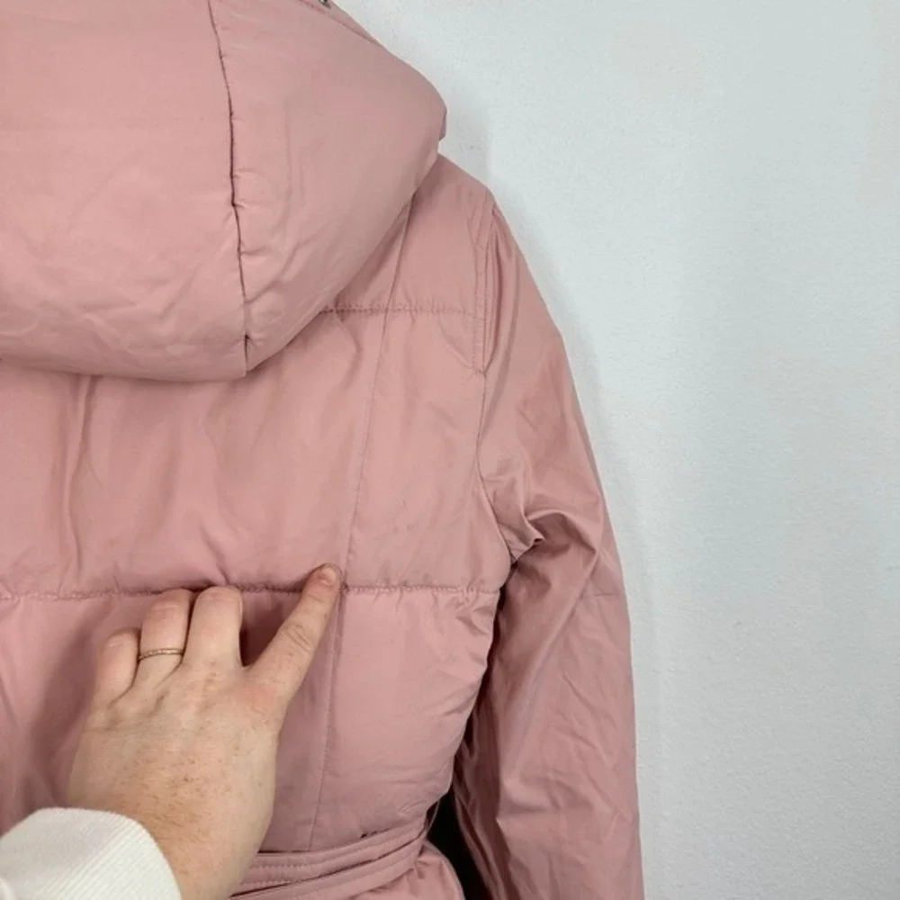 Abercrombie Kids Girls Pink Puffer Coat Belted‎ Hooded Winter Size 14